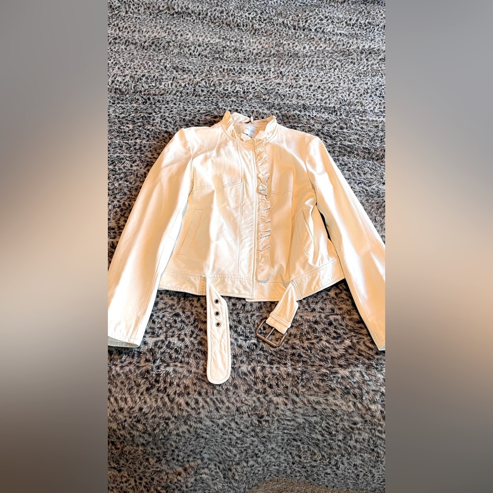 100% Genuine white leather jacket